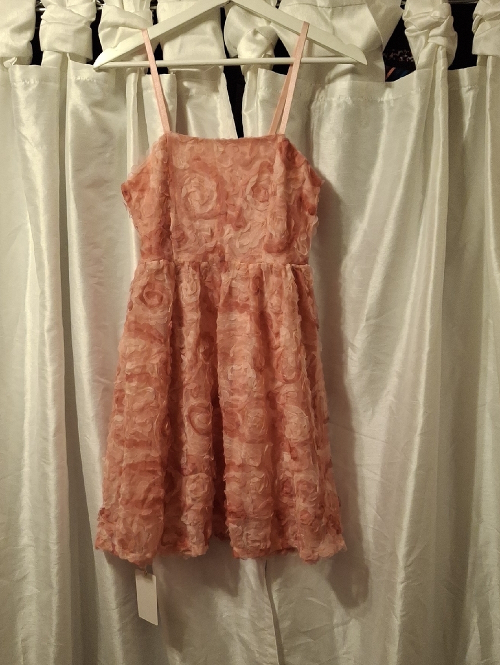 Irococo Girls' Dusty Pink Rosette Party Dress with Spaghetti Straps